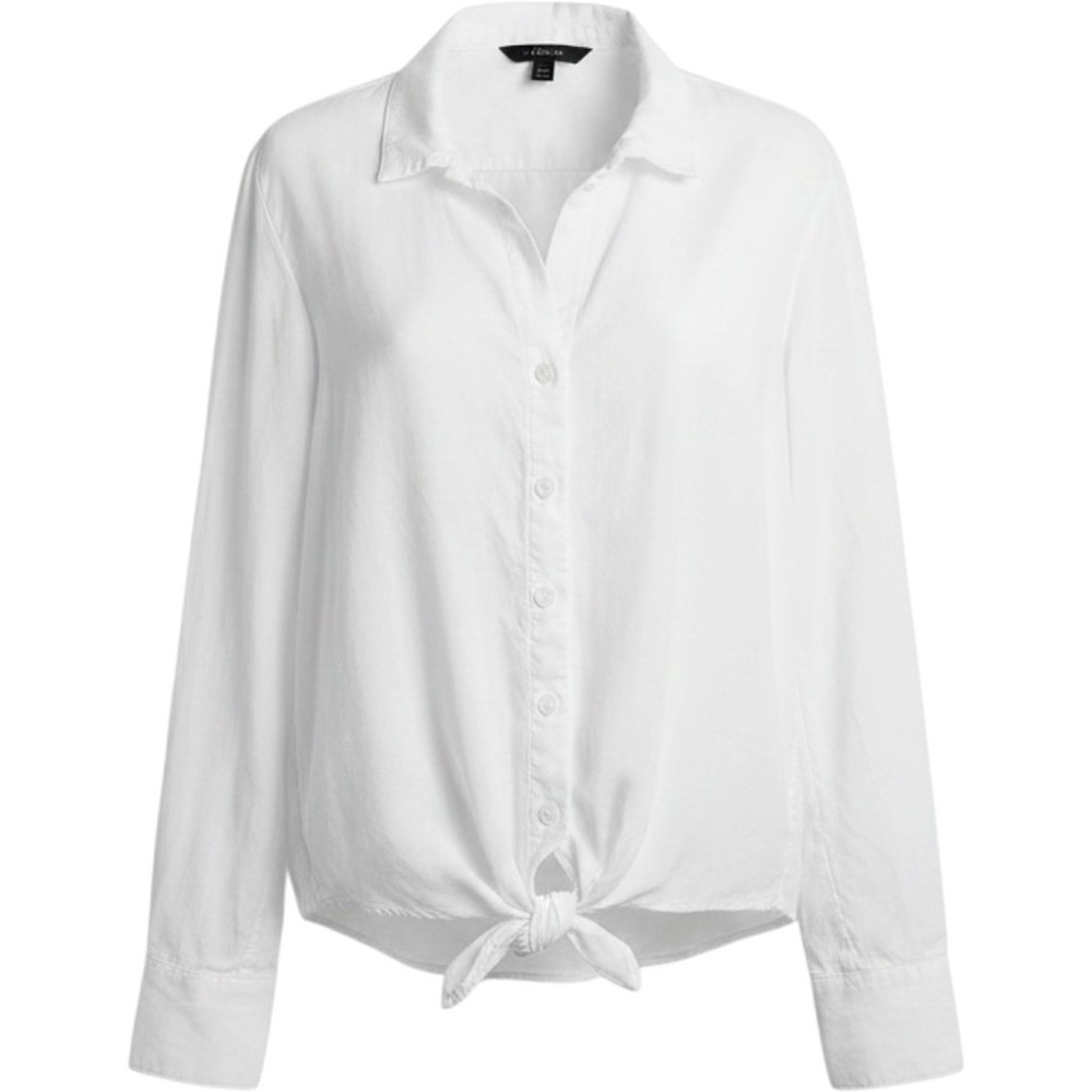 Cloth & Stone Whiter Tie Front Button Down Shirt Small‎ Tencel Career Chrisp
